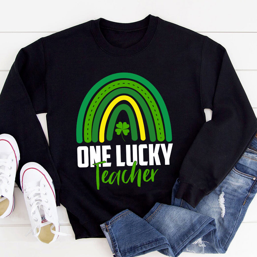 St Patricks Day Shirt One Lucky Teacher Rainbow St Patrick’s Day T-Shirt Funny St Patricks Day Shirts