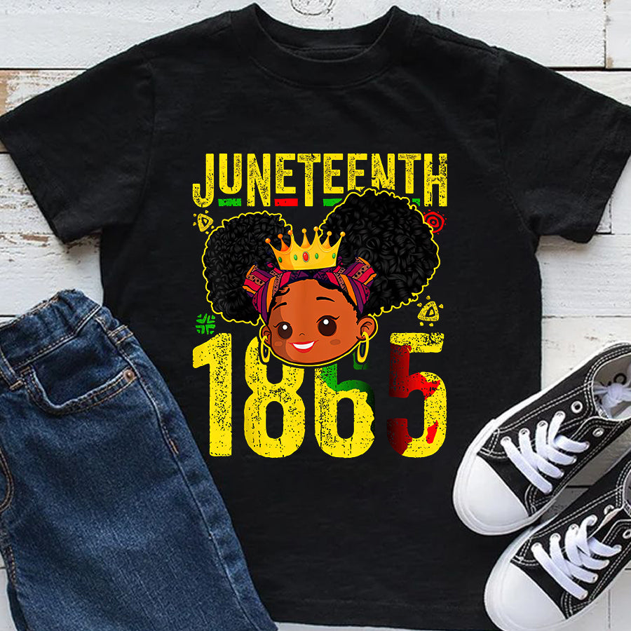 Juneteenth Youth Shirt Juneteenth 1865 Brown Skin Princess African Girls Kids T-Shirt