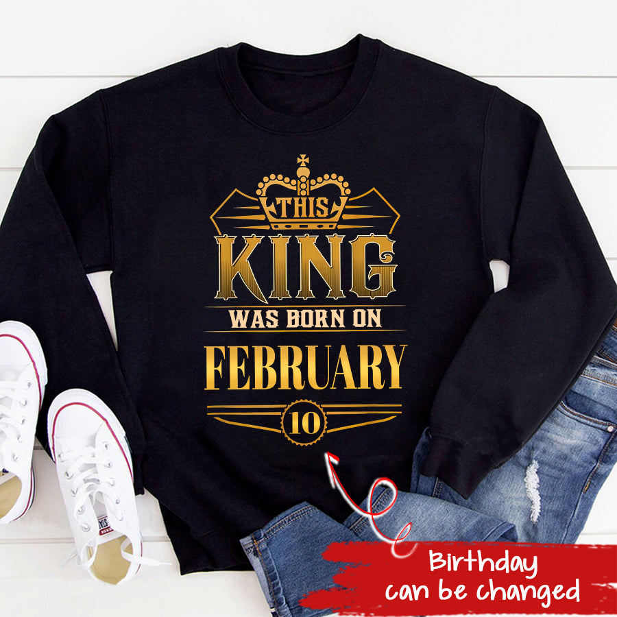 February Birthday Shirt, Custom Birthday Shirt, A Black King was born in February, February Birthday Shirts For Man, February Birthday Gifts