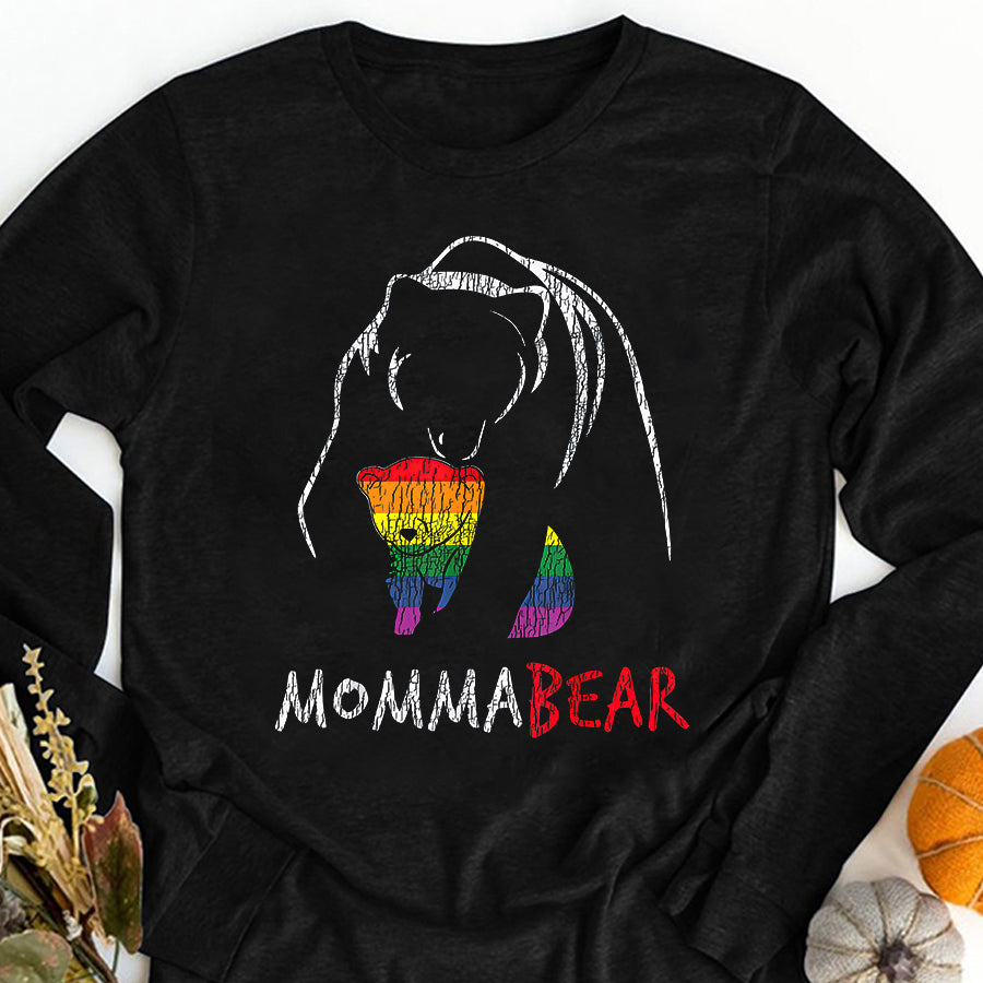 LGBT Shirts, Rainbow Pride Shirt, Vintage Rainbow Mama Bear Hug Love Support Parent Pride LGBT T-Shirt