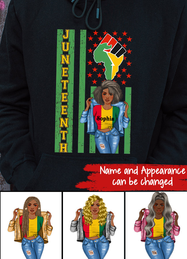 Juneteenth Shirt, Custom Juneteenth Shirt, Juneteenth is My Independence Day Juneteenth Black Afro Flag T-shirt