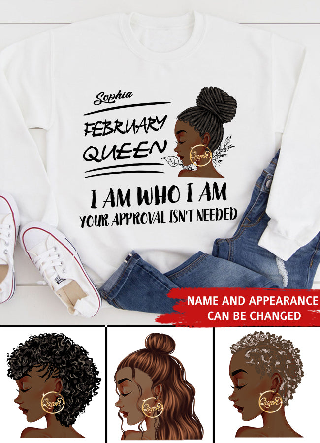 Custom February Birthday Shirt For Woman, Queens Are Born In February Gifts, Melanin Afro Woman Shirt, Black Girl Tee, Afro Queen Gift