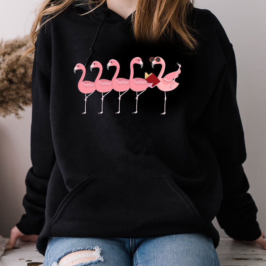 Book Shirt, Pink Flamingo Shirt, Bookish T Shirts, Flamingo Shirt, Reading Gifts, Book Lover T Shirt Unisex Cotton T Shirt