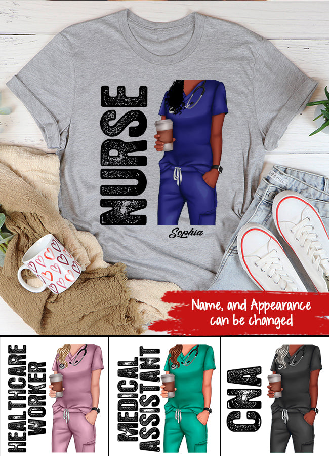 Nurse Life Nutrition Facts - Personalized T Shirt - Gift For Doctor &amp; Nurse - Glitter Leopard Design