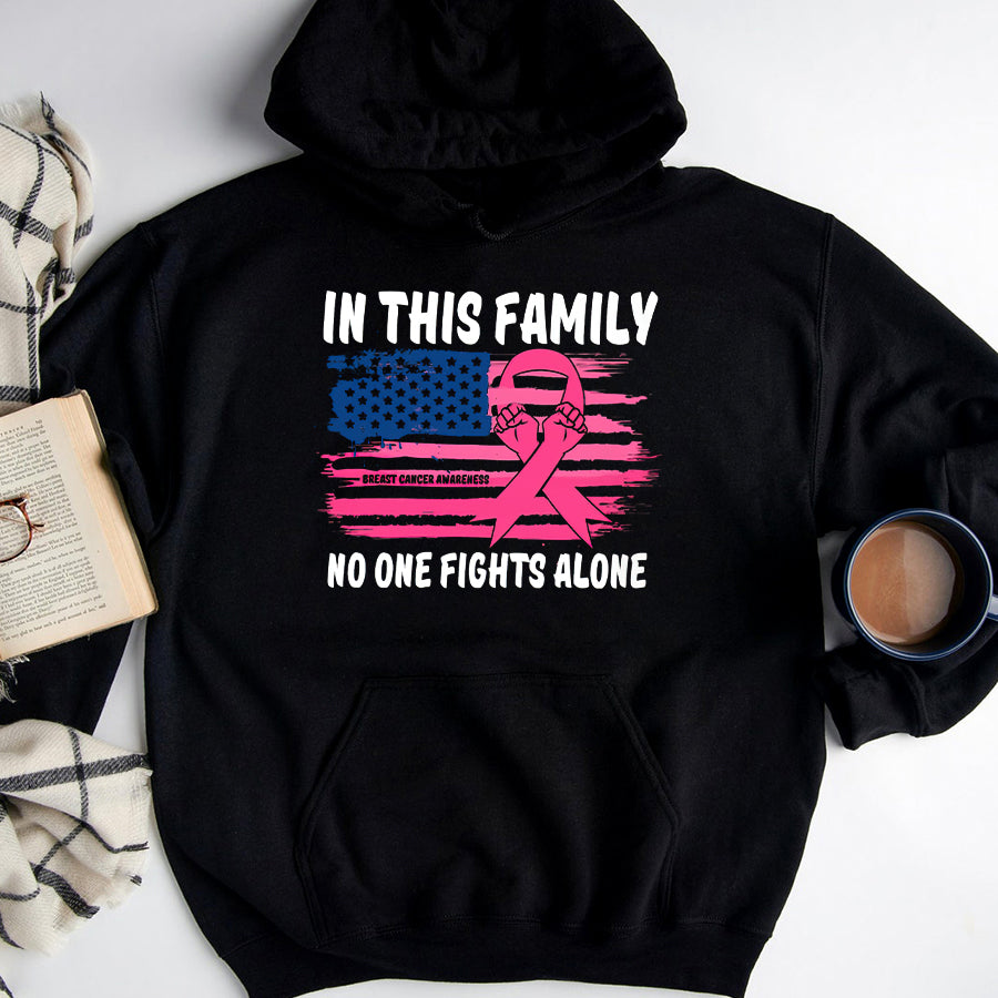 Breast Cancer Awareness Shirts In This Family No One Fights Alone Breast Cancer Awareness T-Shirt