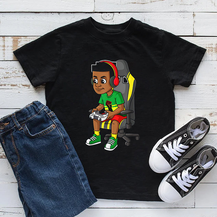 Juneteenth Shirt Juneteenth Gamer Funny Boys Kids Teens Gaming T-Shirt
