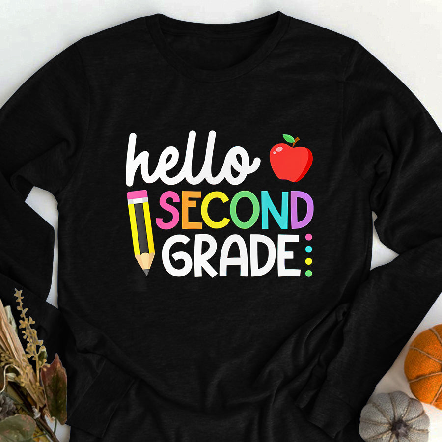 Happy First Day Shirts Hello Second Grade Team 2nd Grade Back to School Teacher Kid T-Shirt