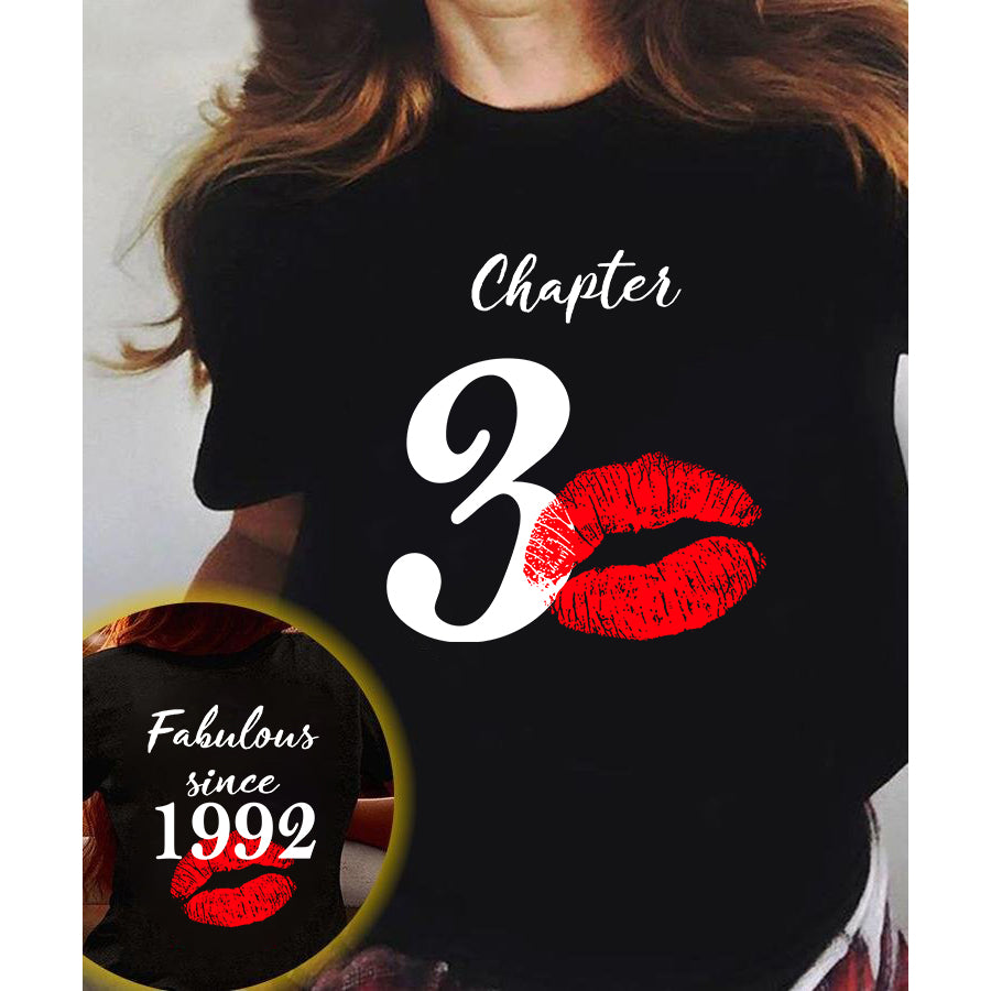 Chapter 30, Fabulous since 1992 30th birthday unique t shirt for woman, her gifts for 30 years old , Turning 30 birthday cotton shirt