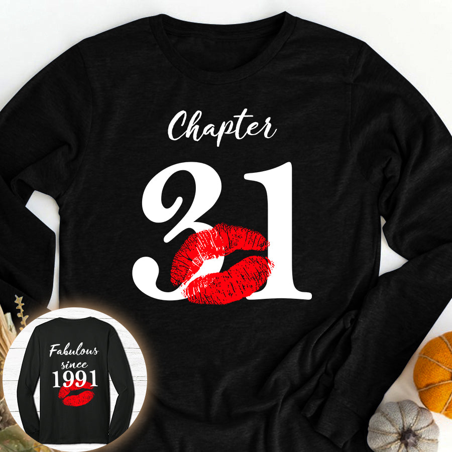 Chapter 31, Fabulous since 1991 31st birthday unique t shirt for woman, her gifts for 31 years old , Turning 31 birthday cotton shirt