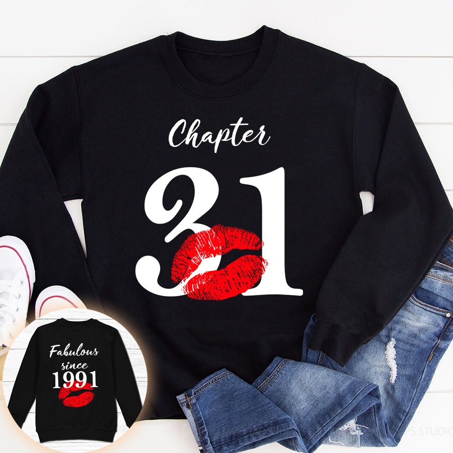 Chapter 31, Fabulous since 1991 31st birthday unique t shirt for woman, her gifts for 31 years old , Turning 31 birthday cotton shirt