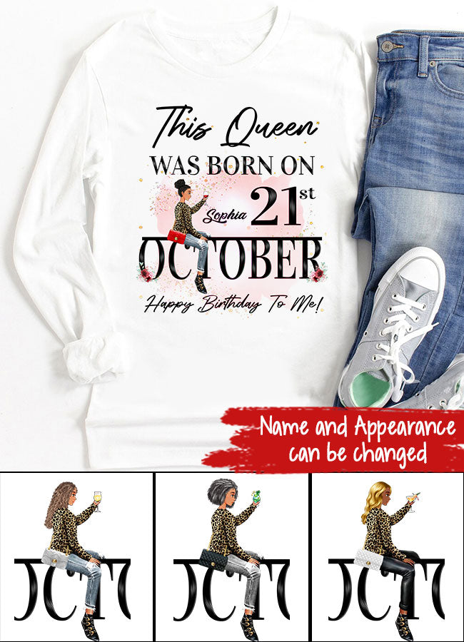 Custom October Birthday Shirt For Woman, Queens are Born In October Gifts, Melanin Afro Woman Shirt, Black Girl Tee, Afro Queen Gift