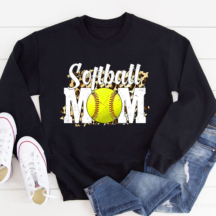 Softball Mom Shirt Softball Fans Leopard Women, Softball Mom T-Shirt Mothers Day Shirts