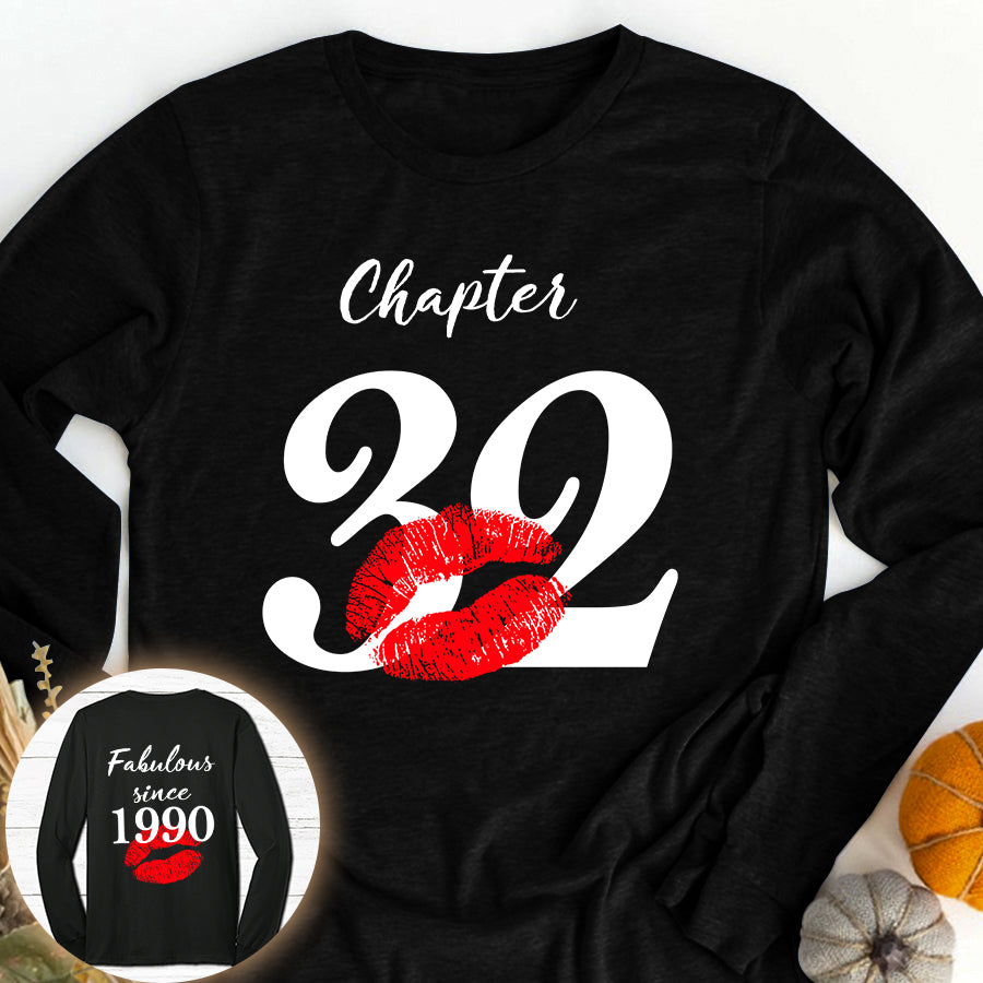 Chapter 32, Fabulous since 1990 32nd birthday unique t shirt for woman, her gifts for 32 years old , Turning 32 birthday cotton shirt