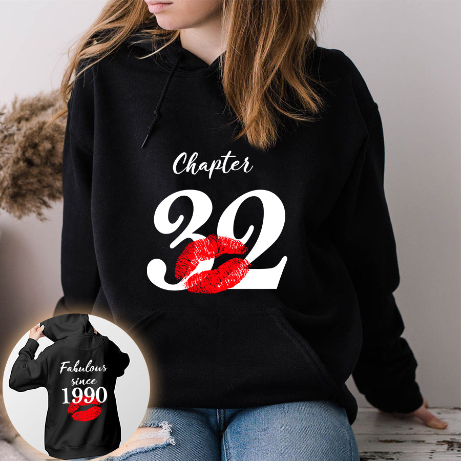 Chapter 32, Fabulous since 1990 32nd birthday unique t shirt for woman, her gifts for 32 years old , Turning 32 birthday cotton shirt