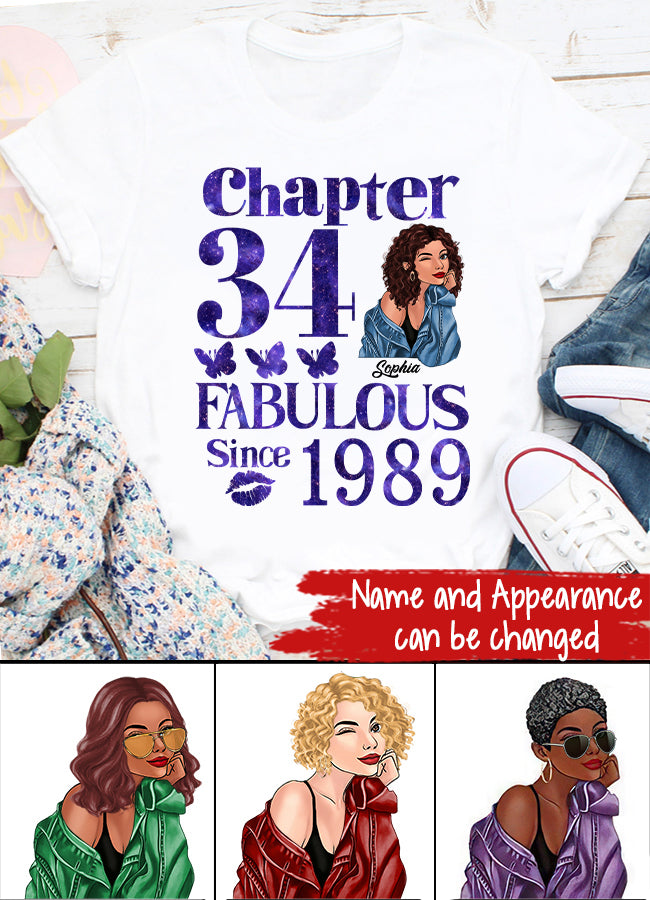 34th Birthday Shirts, Custom Birthday Shirts, Turning 34 Shirt, Gifts For Women Turning 34, 34 And Fabulous Shirt, 1989 Shirt, 34th Birthday Shirts For Her