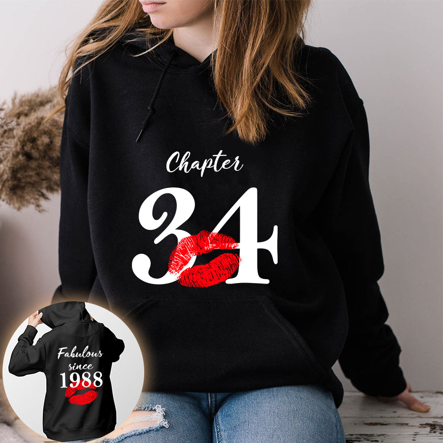 Chapter 34, Fabulous since 1988 34th birthday unique t shirt for woman, her gifts for 34 years old , Turning 34 birthday cotton shirt
