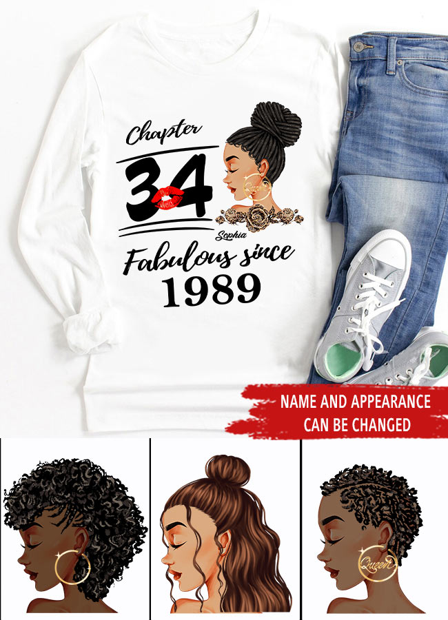 34th Birthday Shirts, Custom Birthday Shirts, Turning 34 Shirt, Gifts For Women Turning 34, 34 And Fabulous Shirt, 1989 Shirt, 34th Birthday Shirts For Her