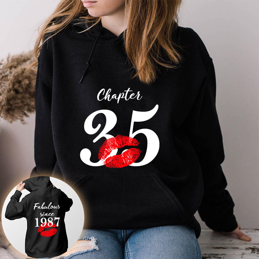 Chapter 35, Fabulous since 1987 35th birthday unique t shirt for woman, her gifts for 35 years old , Turning 35 birthday cotton shirt