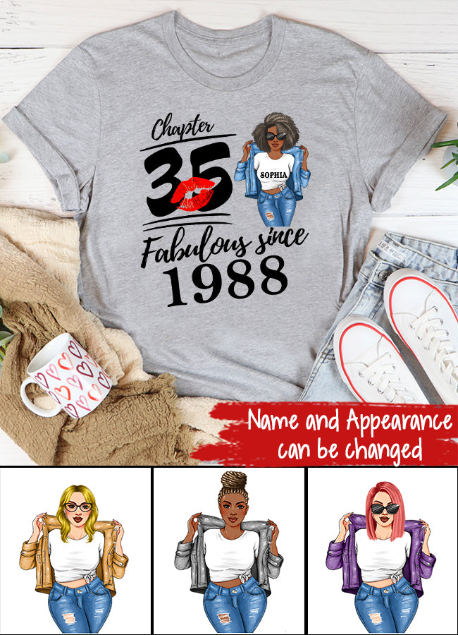 35th Birthday Shirts, Custom Birthday Shirts, Turning 35 Shirt, Gifts For Women Turning 35, 35 And Fabulous Shirt, 1988 Shirt, 35th Birthday Shirts For Her