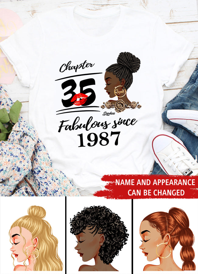 35th Birthday Shirts, Custom Birthday Shirts, Turning 35 Shirt, Gifts For Women Turning 35, 35 And Fabulous Shirt, 1987 Shirt, 35th Birthday Shirts For Her