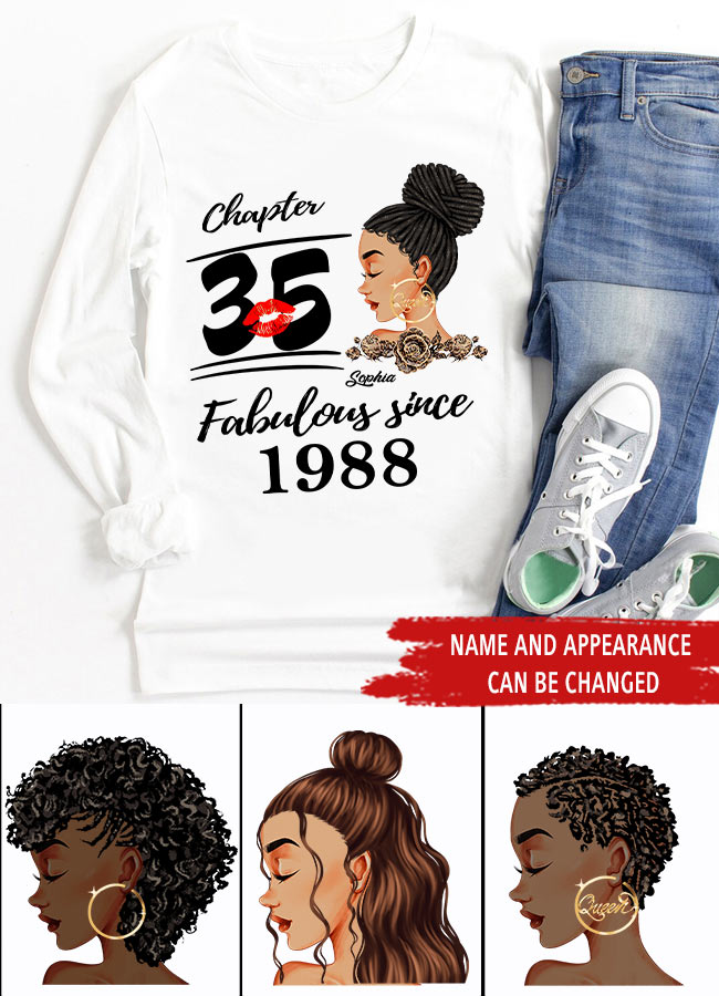 35th Birthday Shirts, Custom Birthday Shirts, Turning 35 Shirt, Gifts For Women Turning 35, 35 And Fabulous Shirt, 1988 Shirt, 35th Birthday Shirts For Her