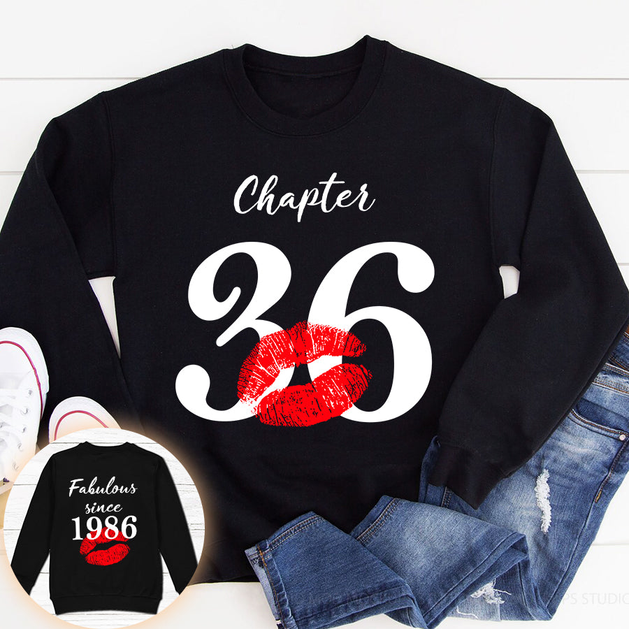 Chapter 36, Fabulous since 1986 36th birthday unique t shirt for woman, her gifts for 36 years old , Turning 36 birthday cotton shirt
