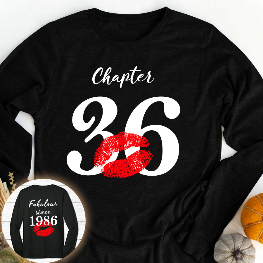 Chapter 36, Fabulous since 1986 36th birthday unique t shirt for woman, her gifts for 36 years old , Turning 36 birthday cotton shirt