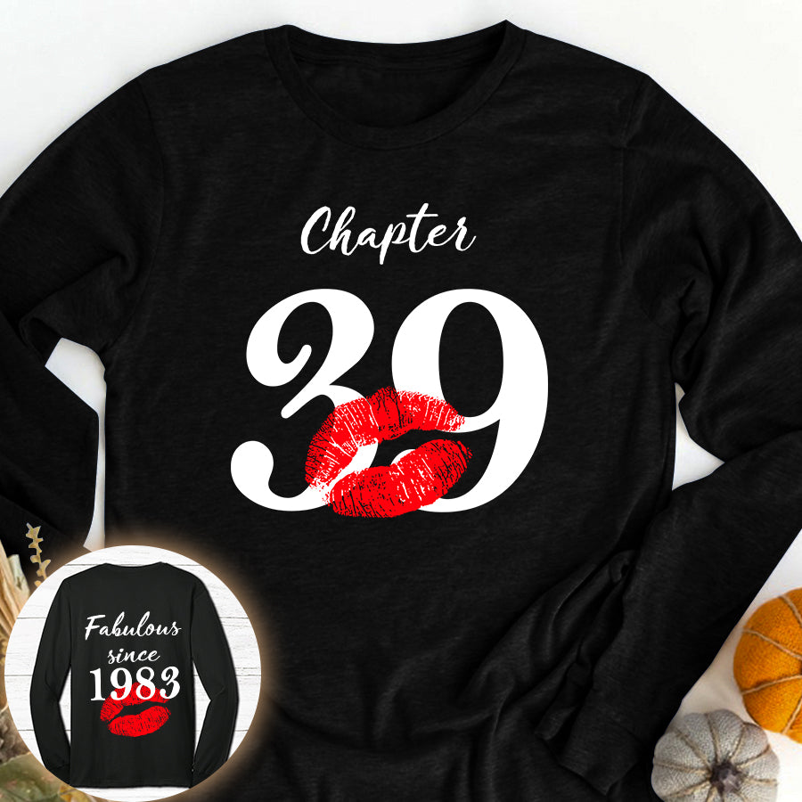 Chapter 39, Fabulous since 1983 39th birthday unique t shirt for woman, her gifts for 39 years old , Turning 39 birthday cotton shirt