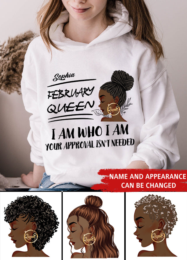 Custom February Birthday Shirt For Woman, Queens Are Born In February Gifts, Melanin Afro Woman Shirt, Black Girl Tee, Afro Queen Gift