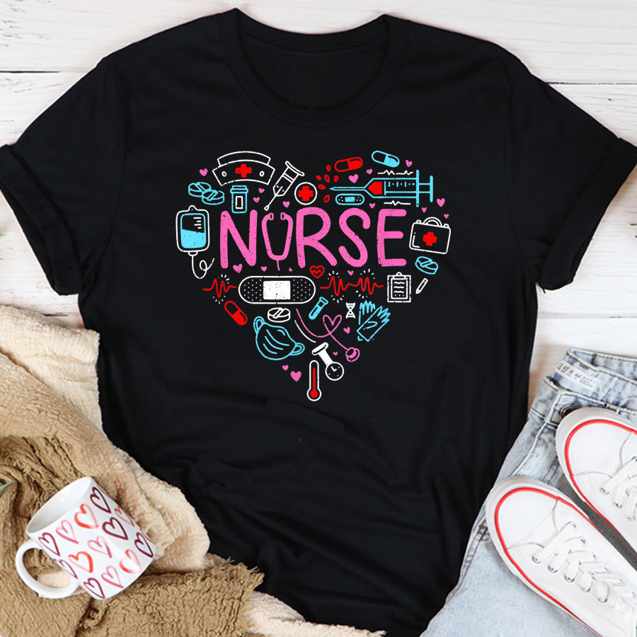 Nurse Shirt Love Nurse Cute Nurse ER Nurse RN Nurse CNA Nurse Life Scrub T-Shirt Nurses Week Gift