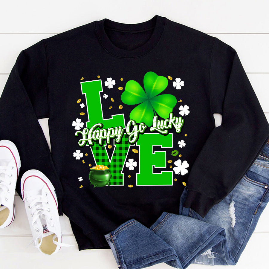 Love Patrick Day Shirt, St. Patricks Day Shirt, Shamrock Lucky Lips, Four Leaf Clover, Shamrock Shirts, Patrick&#39;s Day, Irish Tshirt