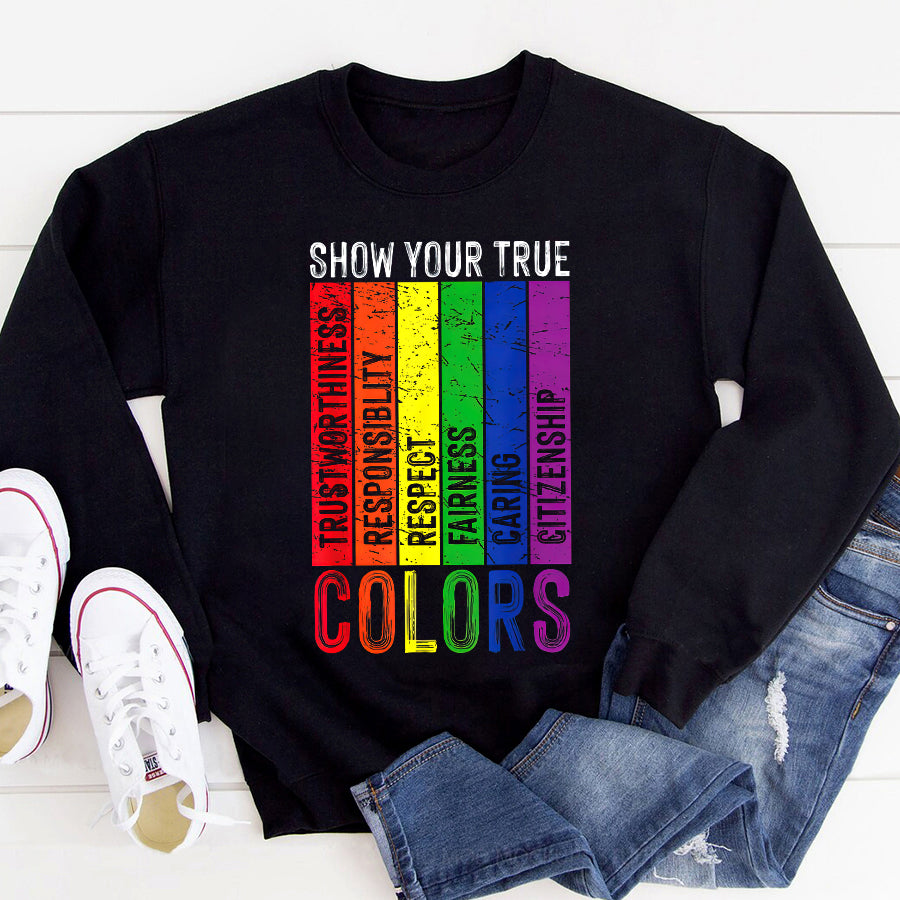 LGBT Shirts, Rainbow Pride Shirt, True Colors Gay Rainbow Pride Flag LGTBQ Cool LGBT Ally Gift T-Shirt
