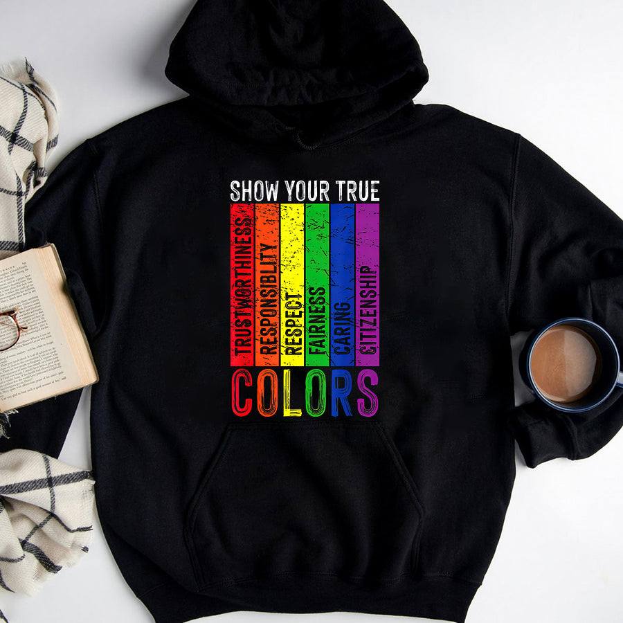 LGBT Shirts, Rainbow Pride Shirt, True Colors Gay Rainbow Pride Flag LGTBQ Cool LGBT Ally Gift T-Shirt