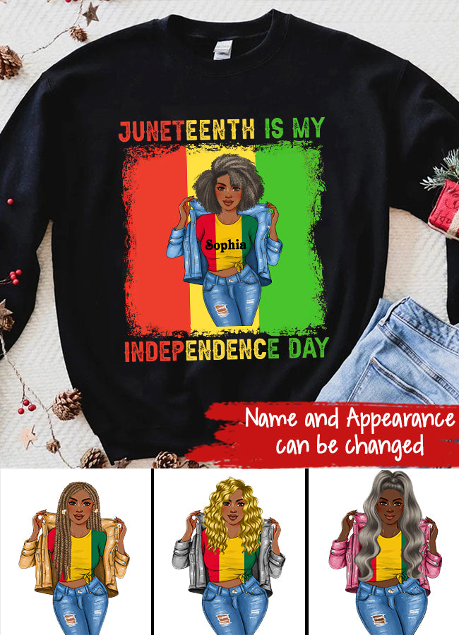 Juneteenth Shirt, Custom Juneteenth Shirt, Juneteenth Is My Independence Day Black Women 4th Of July T-Shirt