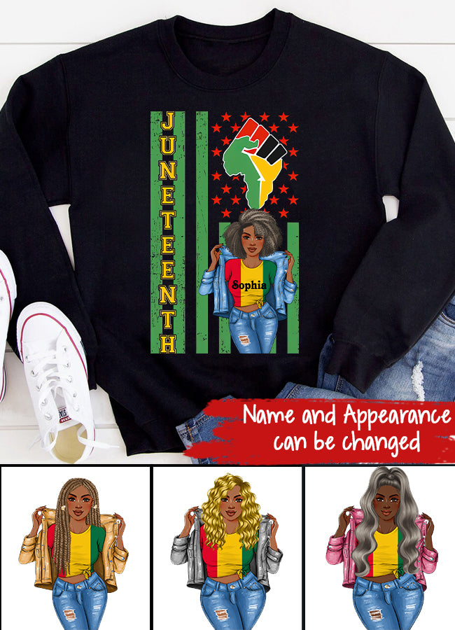 Juneteenth Shirt, Custom Juneteenth Shirt, Juneteenth is My Independence Day Juneteenth Black Afro Flag T-shirt
