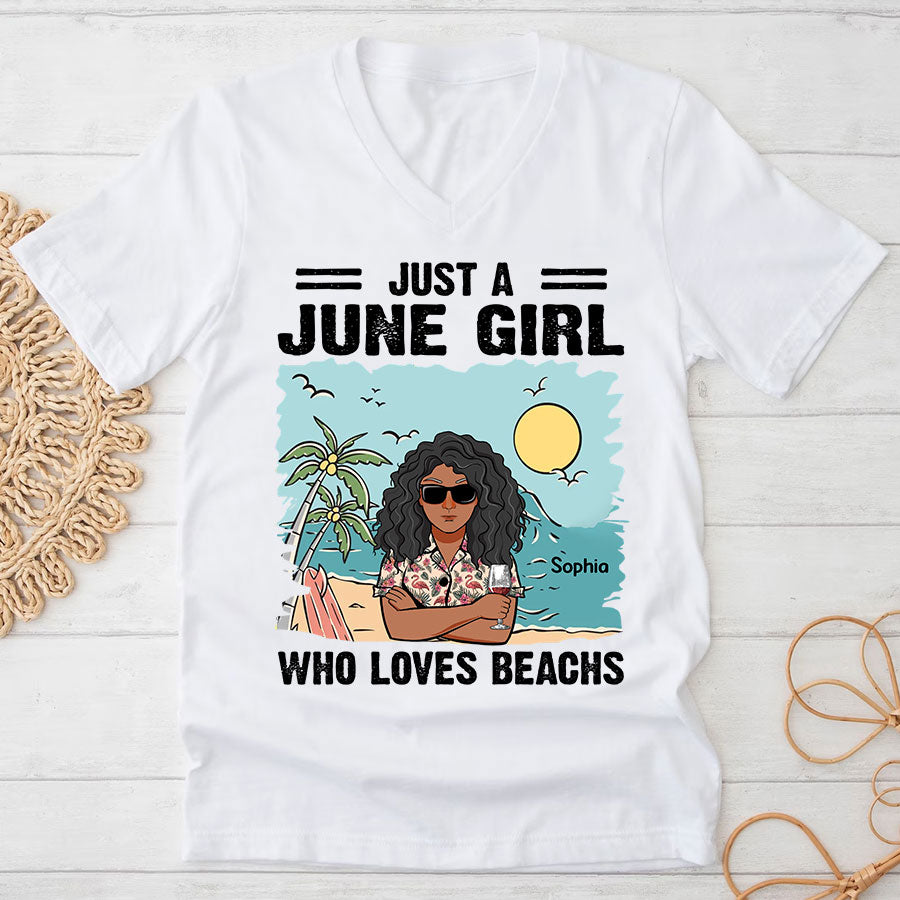 June Birthday Shirt, Custom Birthday Shirt, Queens Born In June,  June Birthday Shirts For Woman, Lover Beach