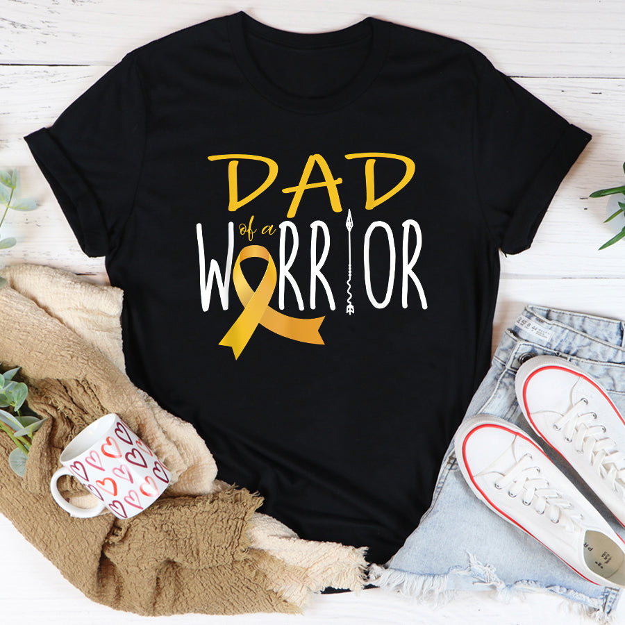 Childhood Cancer Awareness Shirt Childhood Cancer Awareness Dad of A Warrior T-Shirt