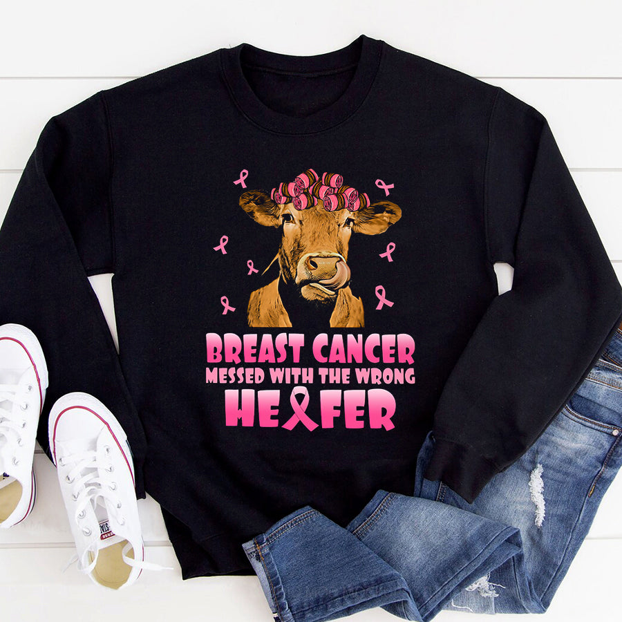 Breast Cancer Awareness Shirts Breast Cancer Messed With The Wrong Heifer