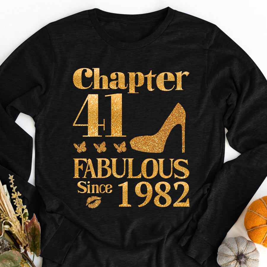 Chapter 41, Fabulous Since 1982 41st Birthday Unique T Shirt For Woman, Her Gifts For 41 Years Old , Turning 41 Birthday Cotton Shirt