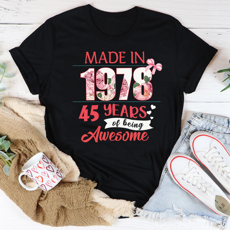 45th birthday gifts ideas 45th birthday shirt for her back in 1978 turning 45 shirts 45th birthday t shirts for woman