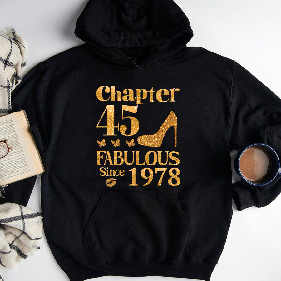 Chapter 45, Fabulous Since 1978 45th Birthday Unique T Shirt For Woman, Her Gifts For 45 Years Old , Turning 45 Birthday Cotton Shirt