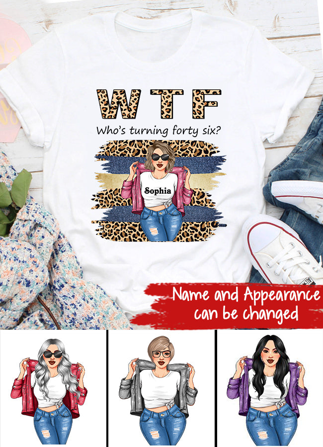 W T F Who Turning Forty Six - Vintage 1976 Shirt, Custom Image Birthday Shirt, 46th Birthday Unique Gifts For Woman, 46th Birthday Ideas, Turning 46 Years Old Cotton Shirt