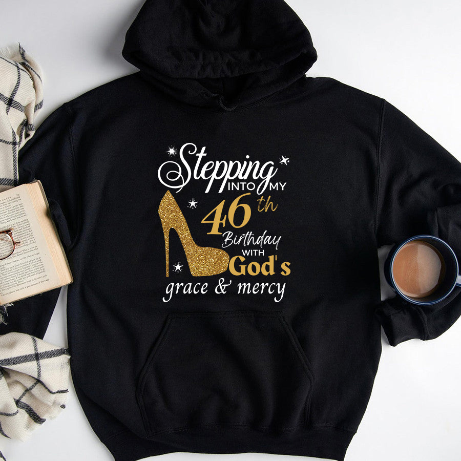Stepping Into My 46th, Fabulous Since 1976 46th Birthday Unique T Shirt For Woman, Her Gifts For 46 Years Old , Turning 46 Birthday Cotton Shirt