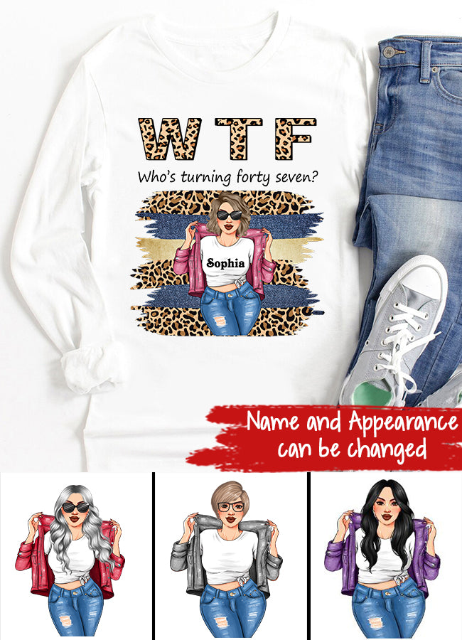 W T F Who Turning Forty Seven - Vintage 1975 Shirt, Custom Image Birthday Shirt, 47th Birthday Unique Gifts For Woman, 47th Birthday Ideas, Turning 47 Years Old Cotton Shirt