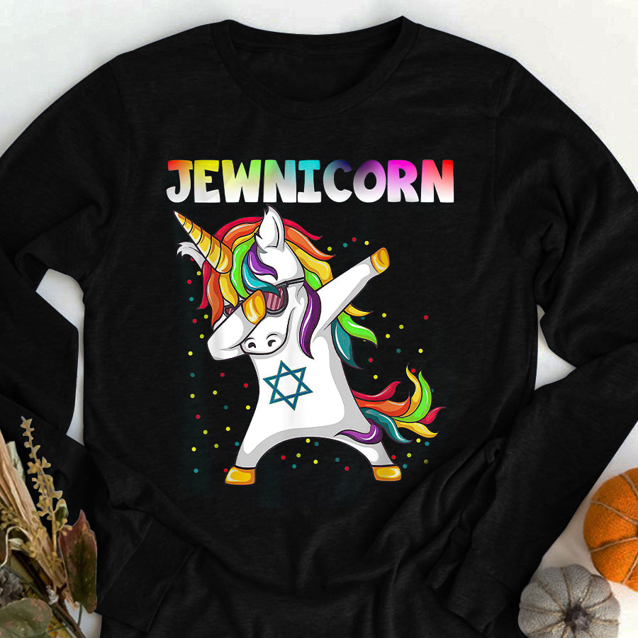 Hanukkah Dabbing Unicorn Jewnicorn Chanukah Jewish Xmas T Shirt, Funny Hanukkah Shirts, Chanukah Gifts