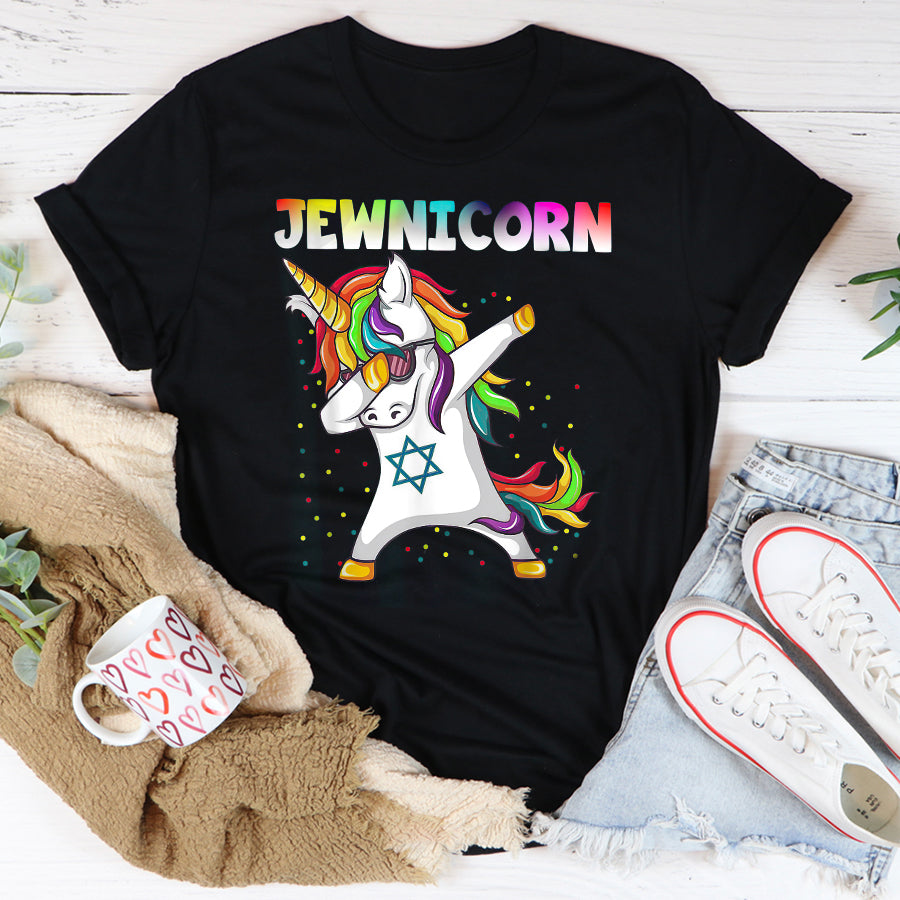 Hanukkah Dabbing Unicorn Jewnicorn Chanukah Jewish Xmas T Shirt, Funny Hanukkah Shirts, Chanukah Gifts