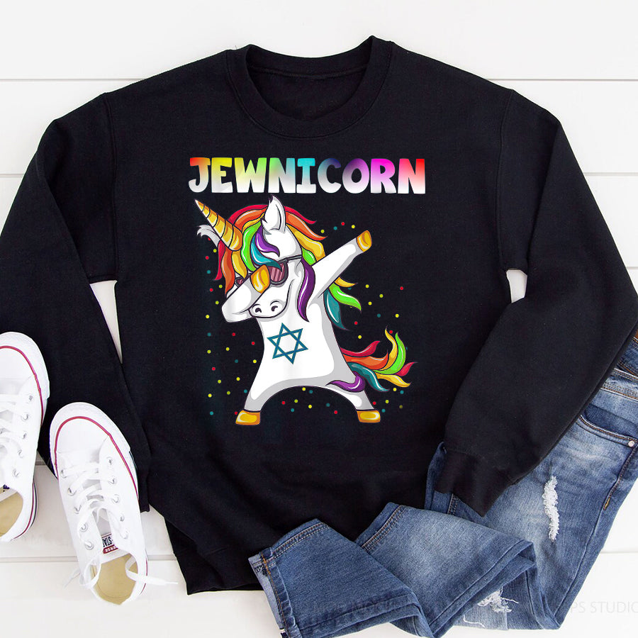 Hanukkah Dabbing Unicorn Jewnicorn Chanukah Jewish Xmas T Shirt, Funny Hanukkah Shirts, Chanukah Gifts