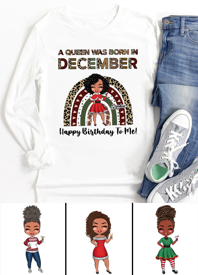 Custom December Birthday Shirt For Woman, Queens Are Born In December Gifts, Melanin Afro Woman Shirt, Black Girl Tee, Afro Queen Gift