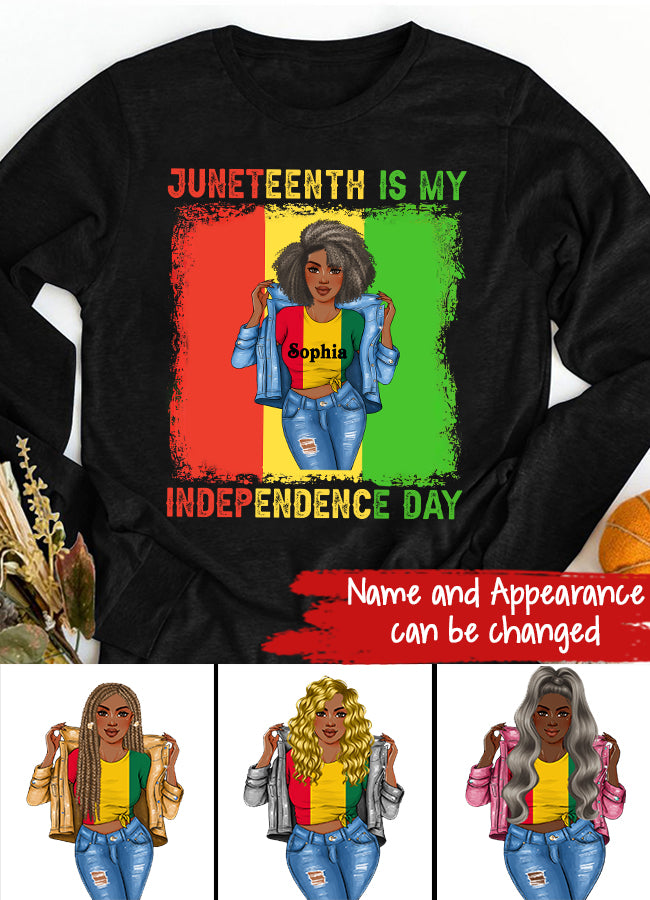 Juneteenth Shirt, Custom Juneteenth Shirt, Juneteenth Is My Independence Day Black Women 4th Of July T-Shirt