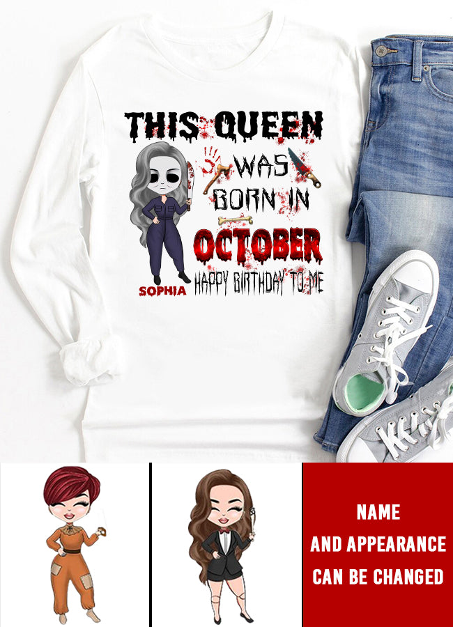 October Birthday Shirt, Custom Birthday Shirt, Queens are Born In October, October Birthday Shirts For Woman, October Birthday Gifts, Personalized Halloween, custom halloween shirts, personalized halloween gifts